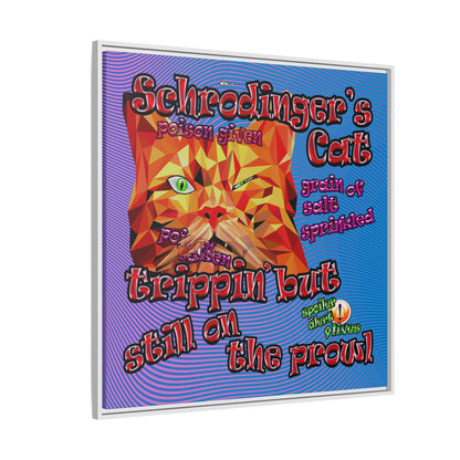 schrodinger's cat - framed canvas art (light blue-purple wave)