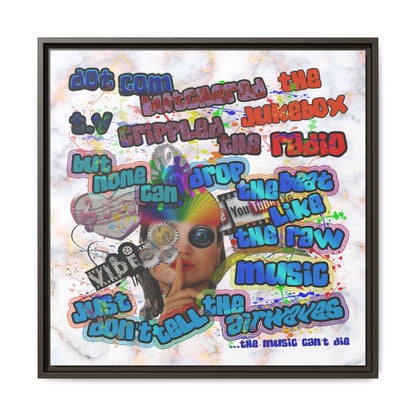 drop the beat - framed canvas art (white marble)