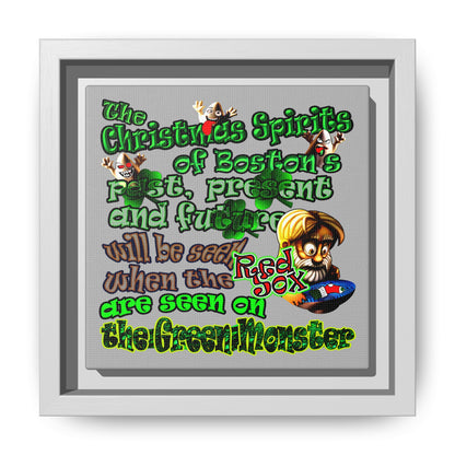 christmas spirits of boston - framed canvas art (light grey)