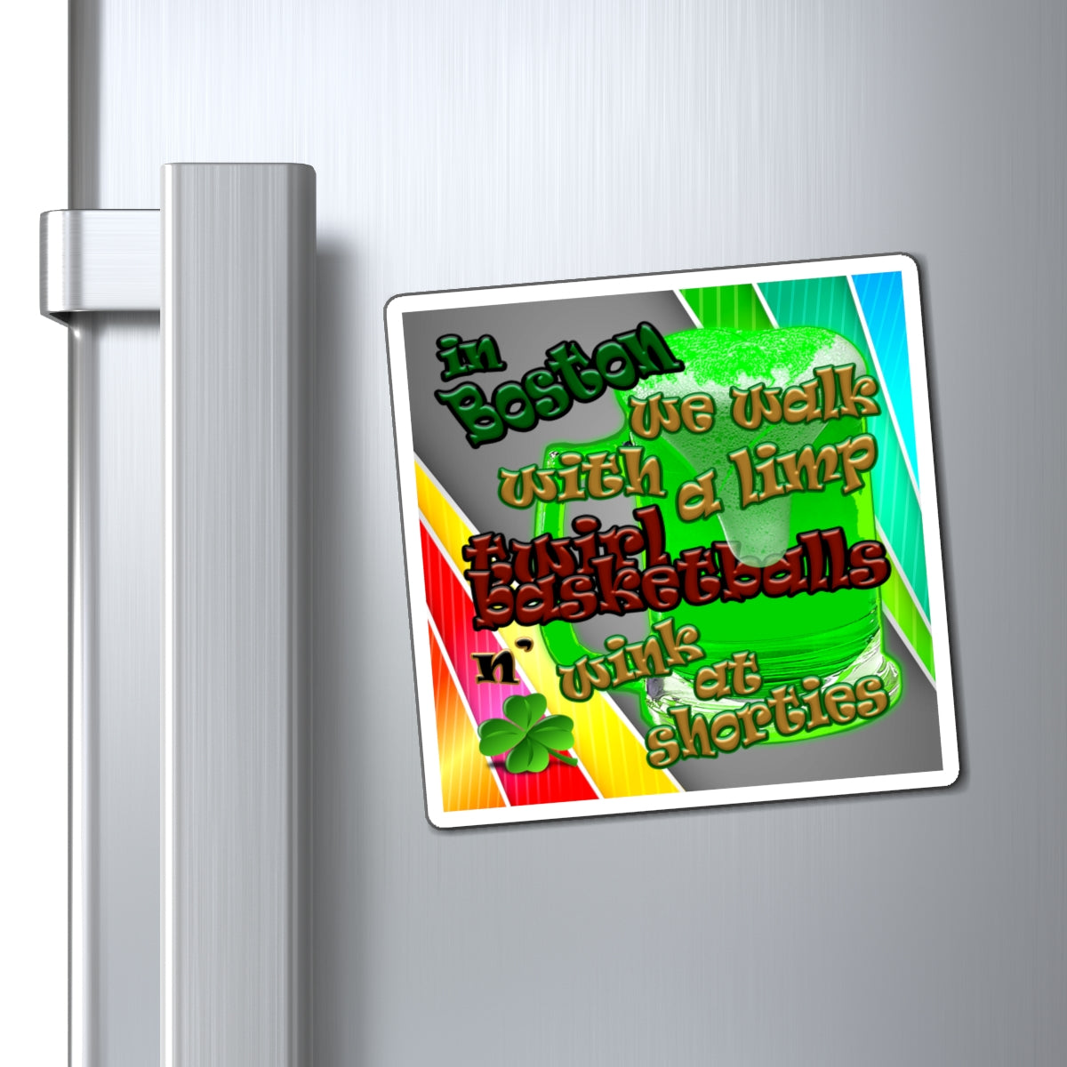 celtics logo - Magnets - (rainbow split)