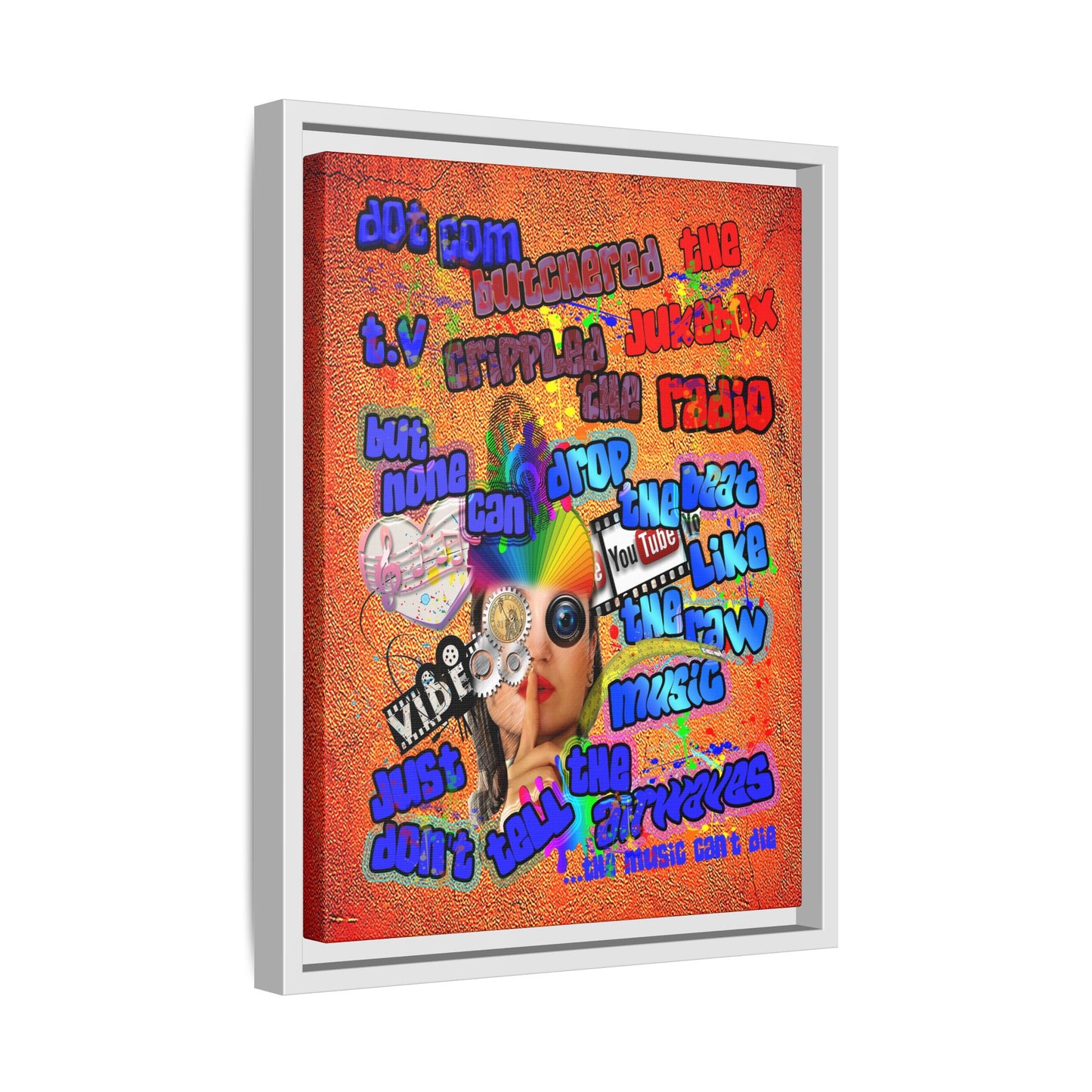 drop the beat - framed canvas art (burnt orange)