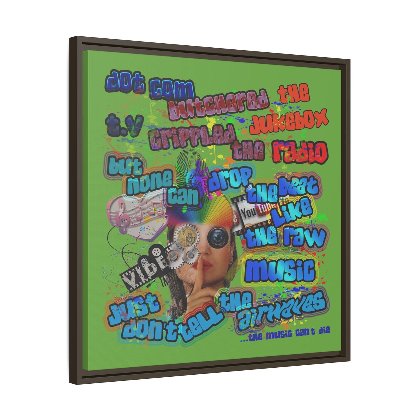 drop the beat - framed canvas art (green)