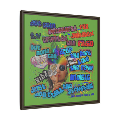 drop the beat - framed canvas art (green)