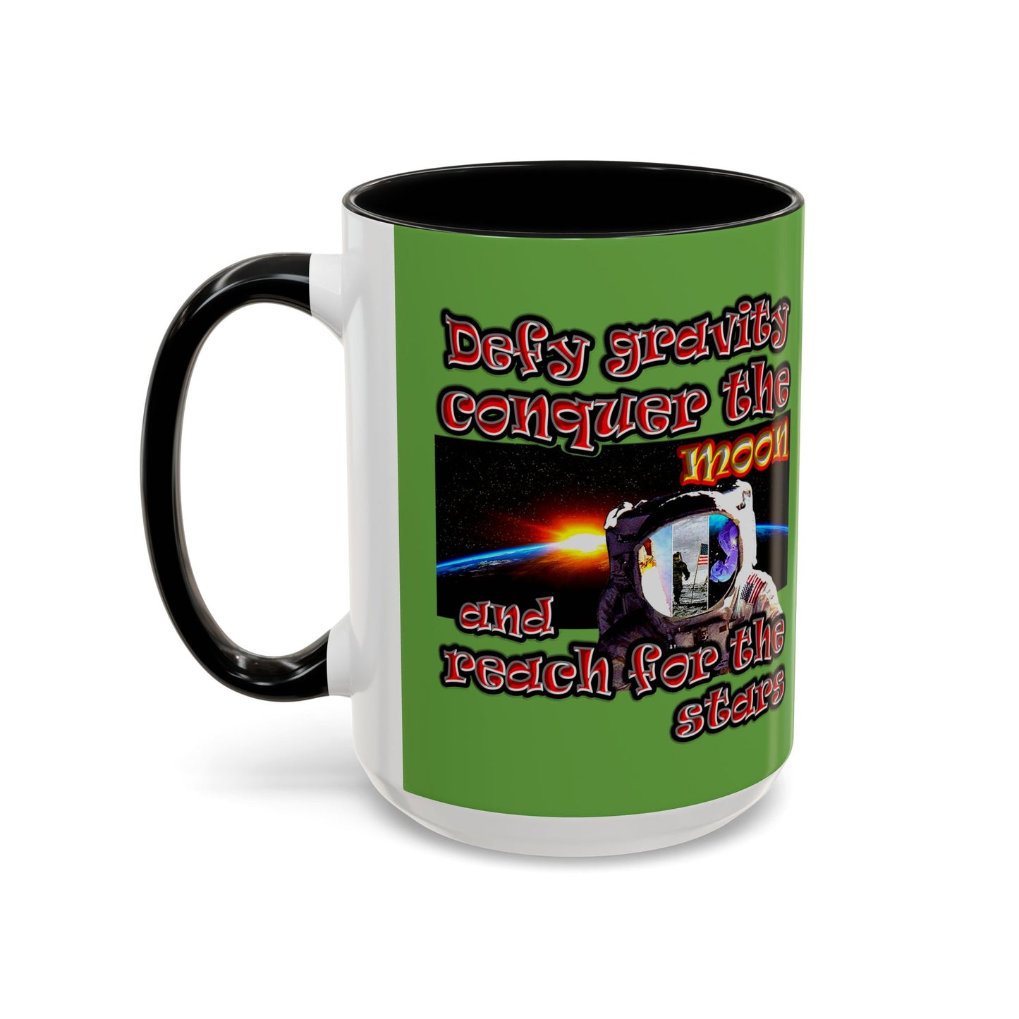 defy conquer reach - Accent Mug (green)