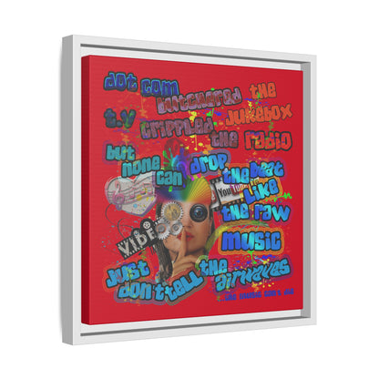 drop the beat - framed canvas art (dark red)