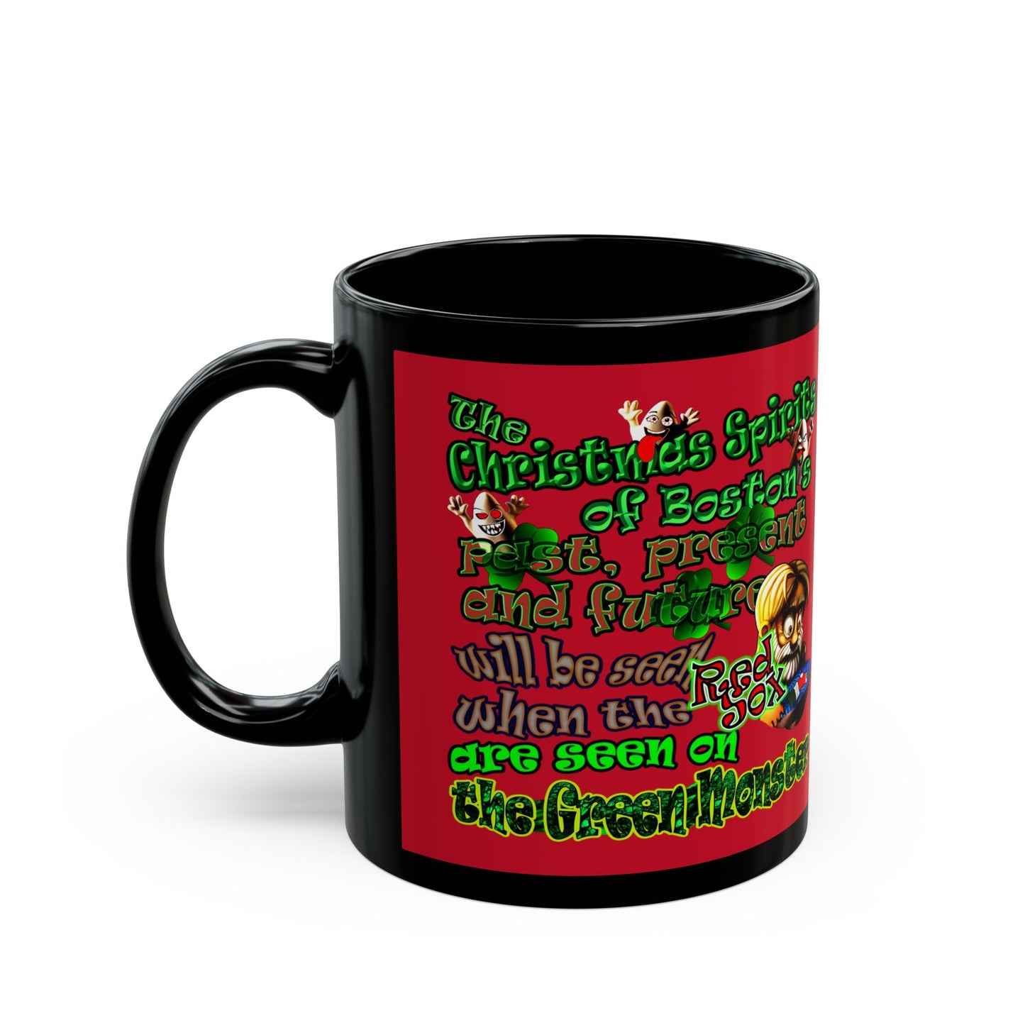 christmas spirits of boston - Black Mug (dark red)