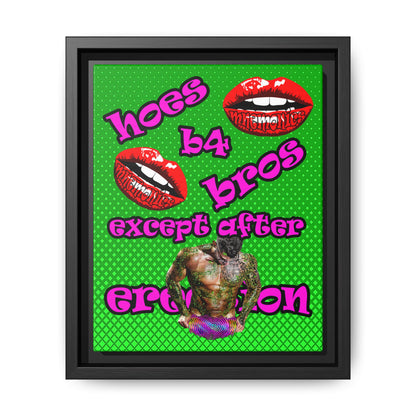hoes b4 bros - framed canvas art (logo green)