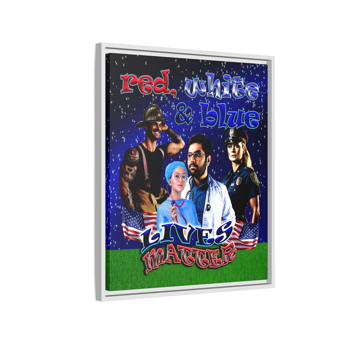 rw&b lives matter - framed canvas art ('snoops' background)