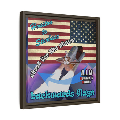 shoot for the stars - framed canvas art (grey-pink wave)