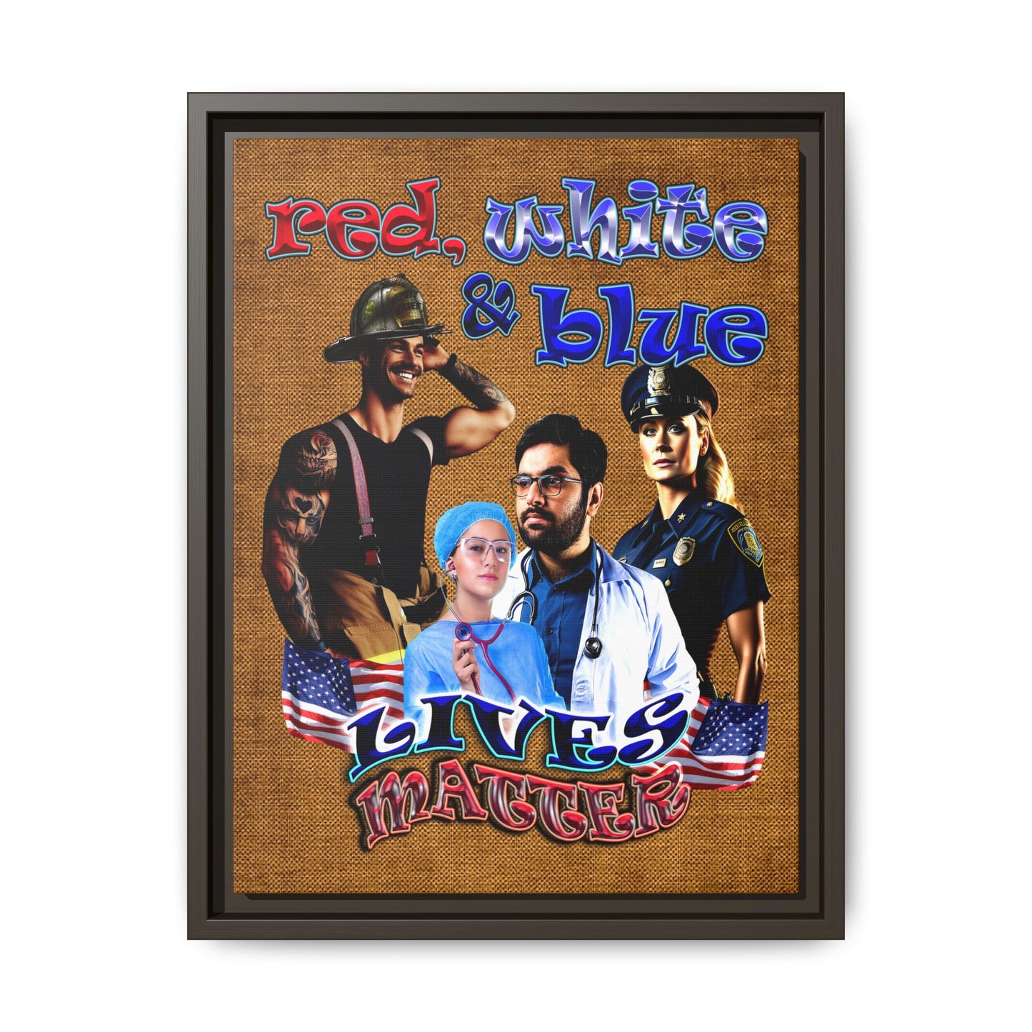 rw&b lives matter - framed canvas art (brown papyrus)