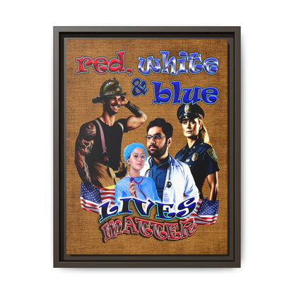 rw&b lives matter - framed canvas art (brown papyrus)