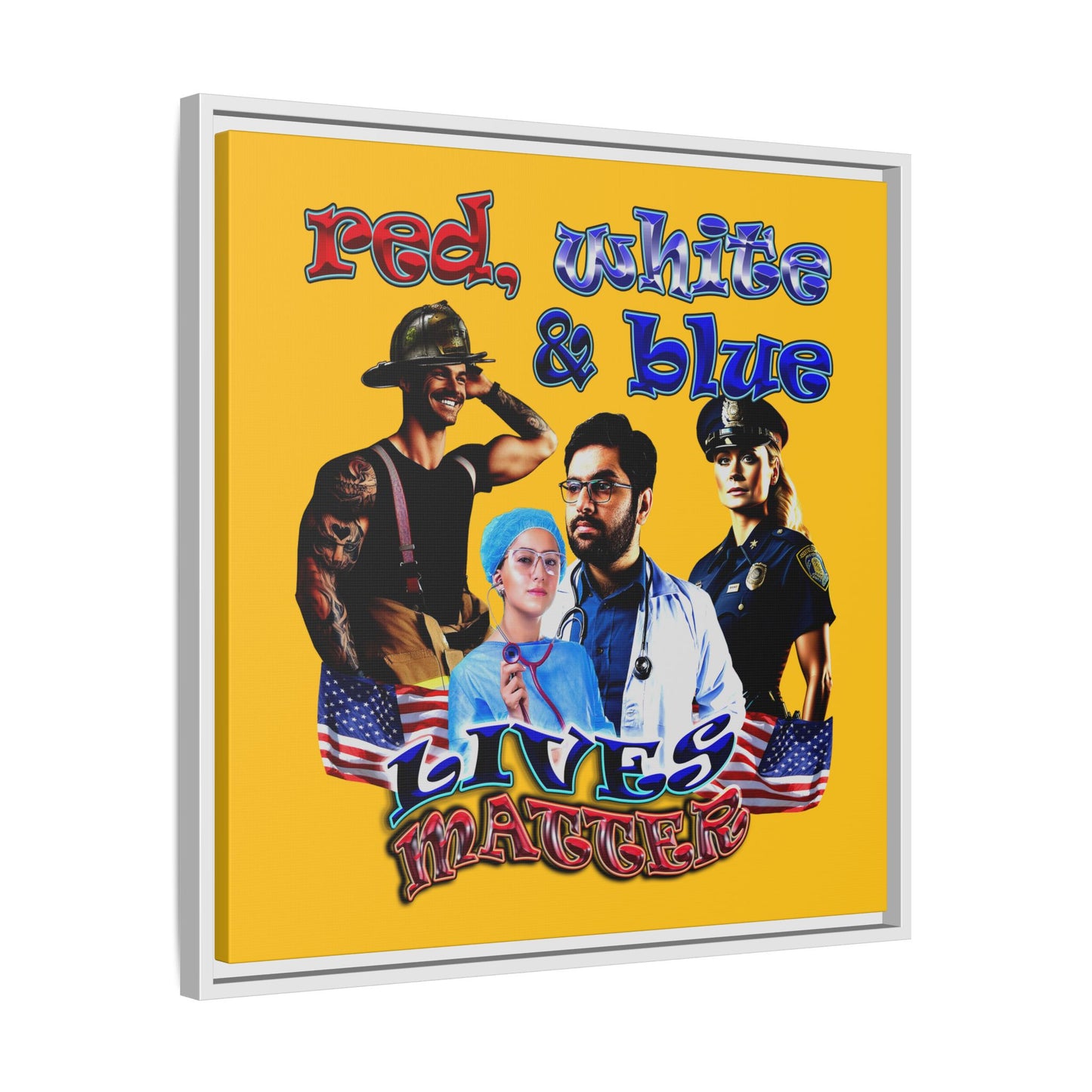 rw&b lives matter - framed canvas art (yellow)