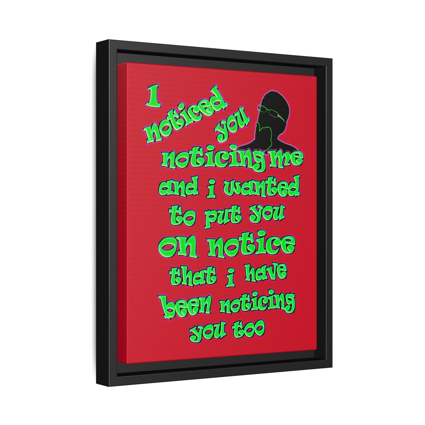 noticed you noticing - framed canvas art (dark red)