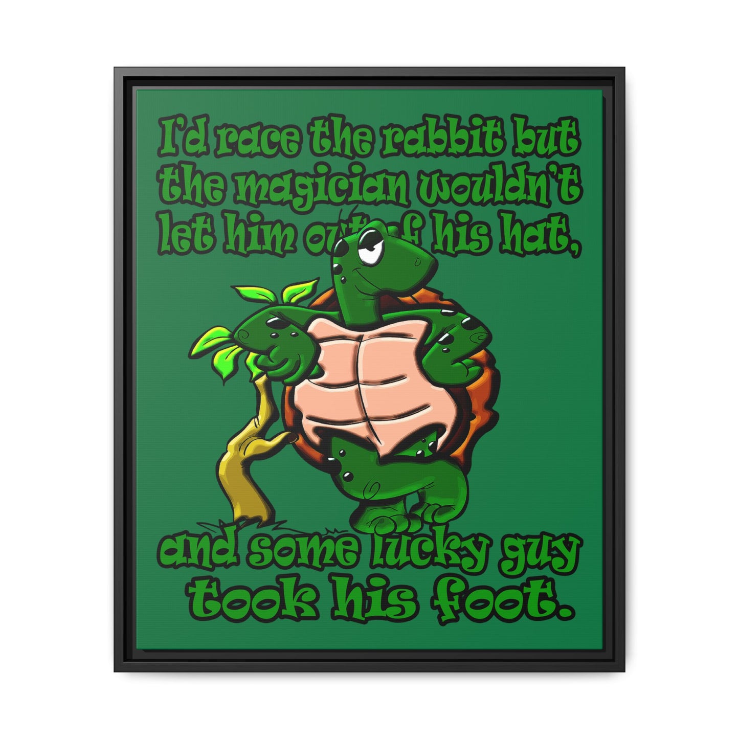 turtle race - framed canvas art (dark green)