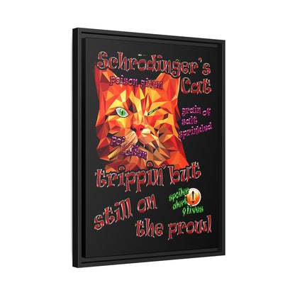 schrodinger's cat - framed canvas art (black)