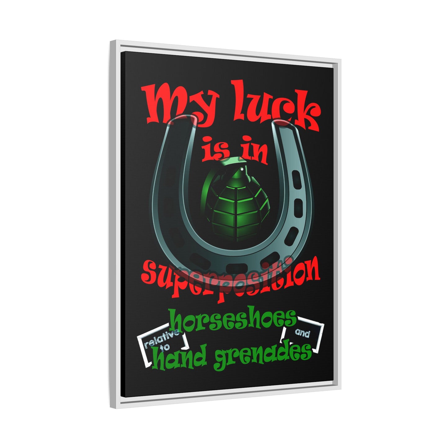 my luck - framed canvas art (black)