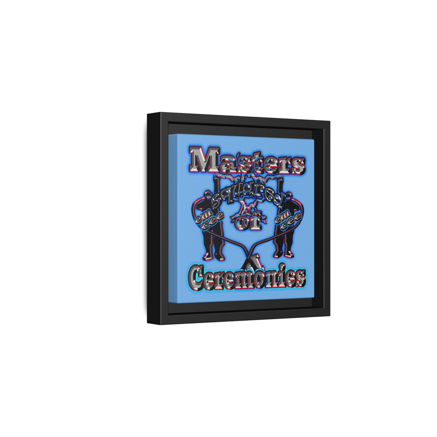 em cee squared - framed canvas art (light blue)