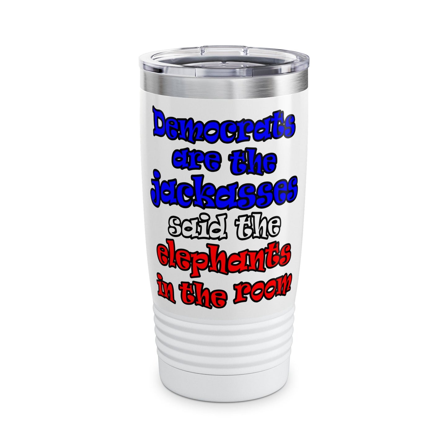 donkeys and elephants - Ringneck Tumbler, 20oz (white)
