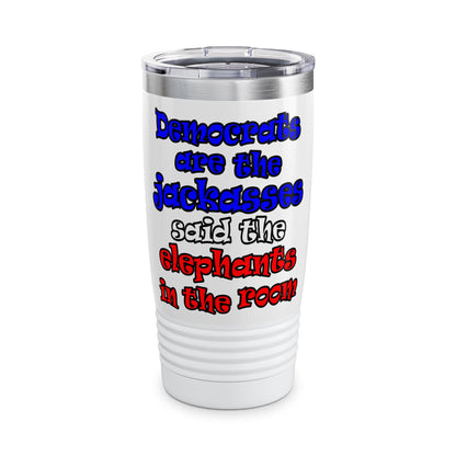 donkeys and elephants - Ringneck Tumbler, 20oz (white)