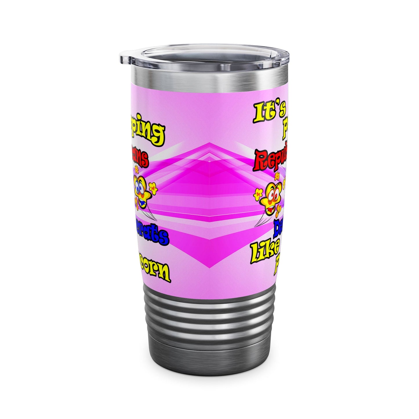 popping like popcorn - Ringneck Tumbler, 20oz (light blue-pink wave)
