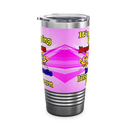 popping like popcorn - Ringneck Tumbler, 20oz (light blue-pink wave)