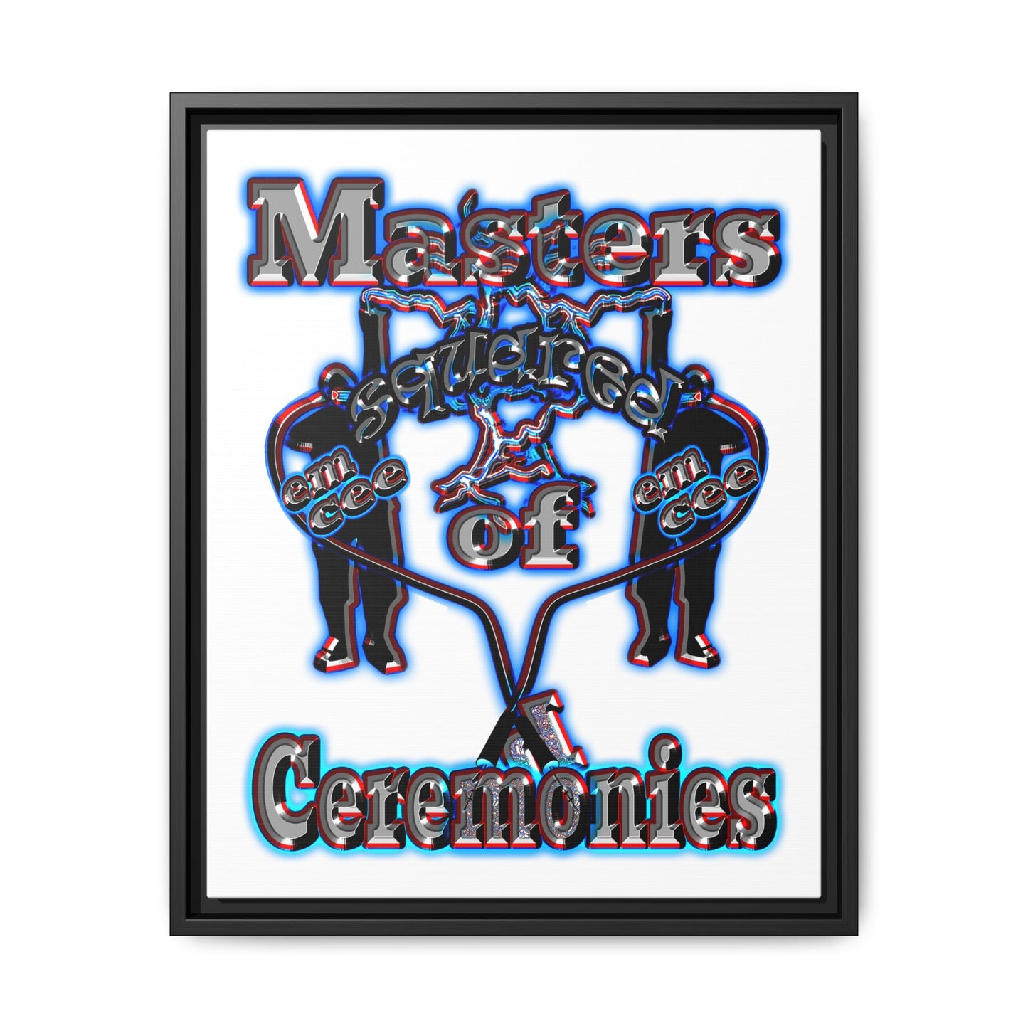 em cee squared - framed canvas art (white)