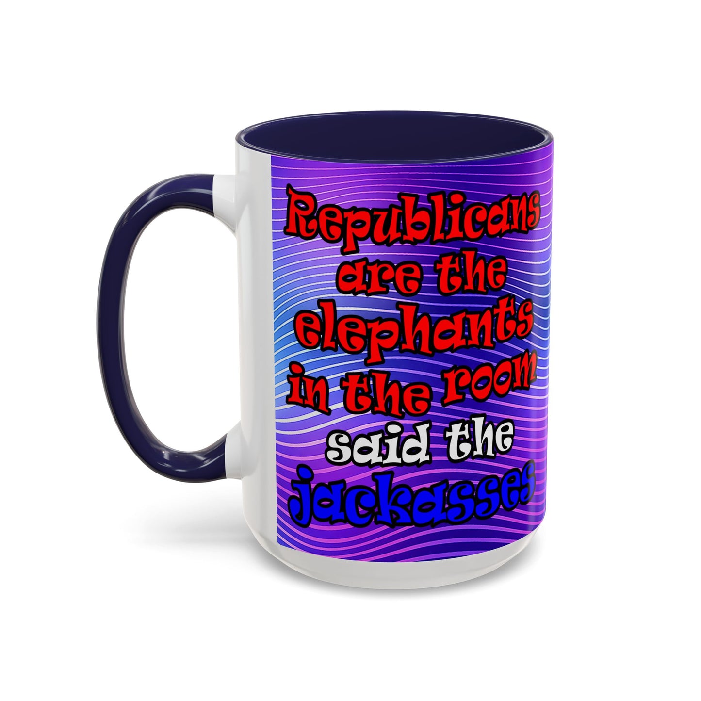 donkeys and elephants - Accent Mug (purple wave)