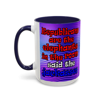 donkeys and elephants - Accent Mug (purple wave)