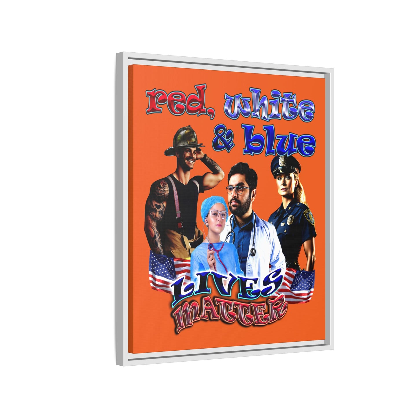 rw&b lives matter - framed canvas art (orange)