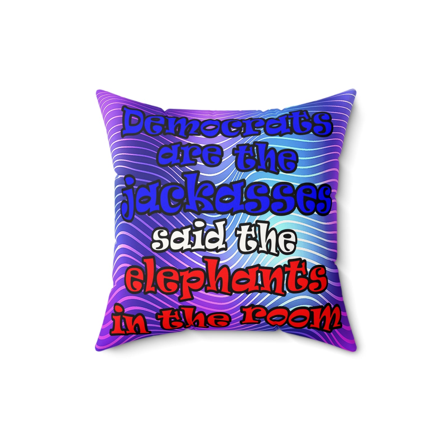 donkeys and elephants - Faux Suede Square Pillow - (purple wave)