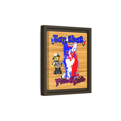 tag that - framed canvas art (butterscotch wood finish)