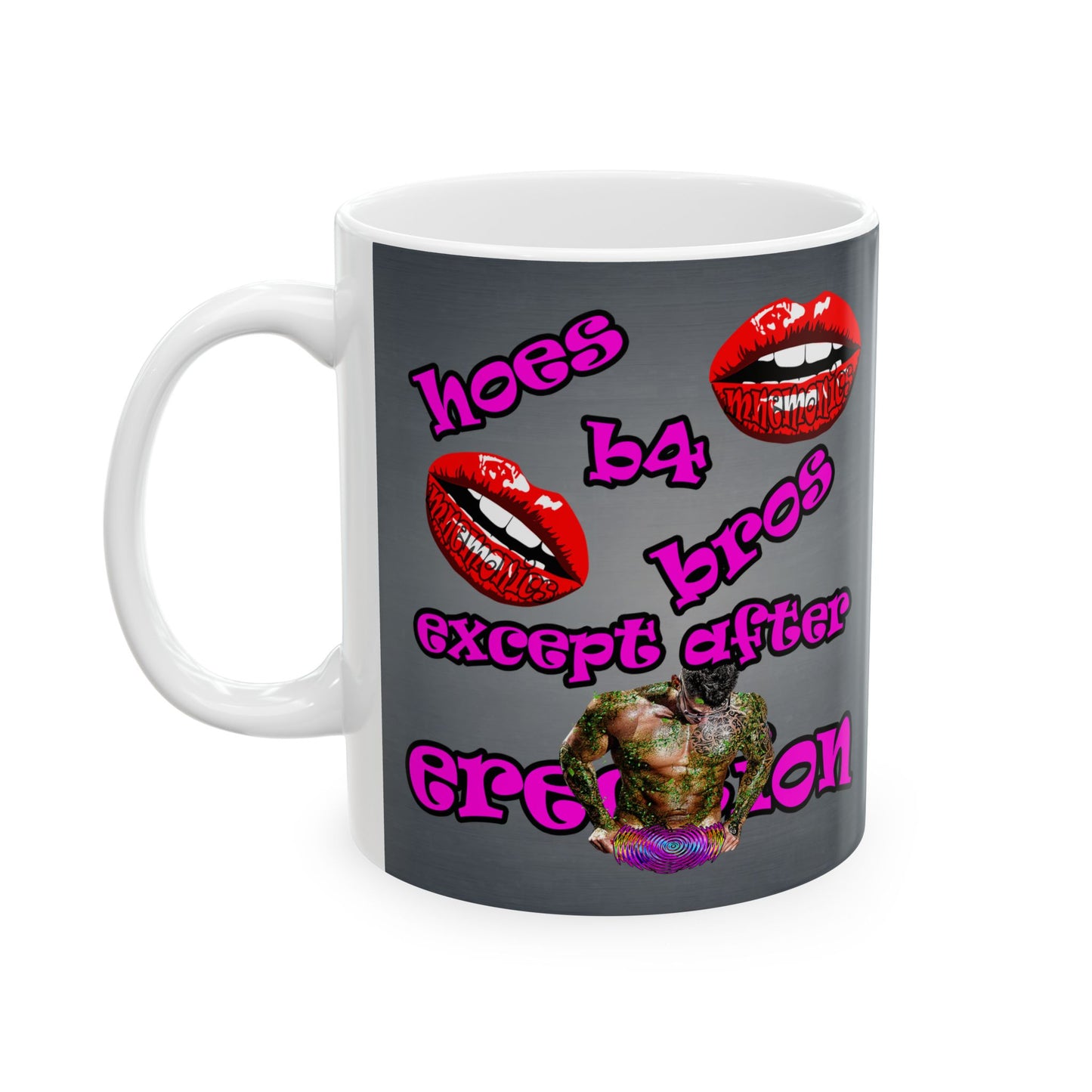 hoes b4 bros - White Mug (grey-light grey)