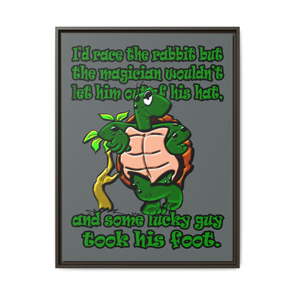 turtle race - framed canvas art (dark grey)
