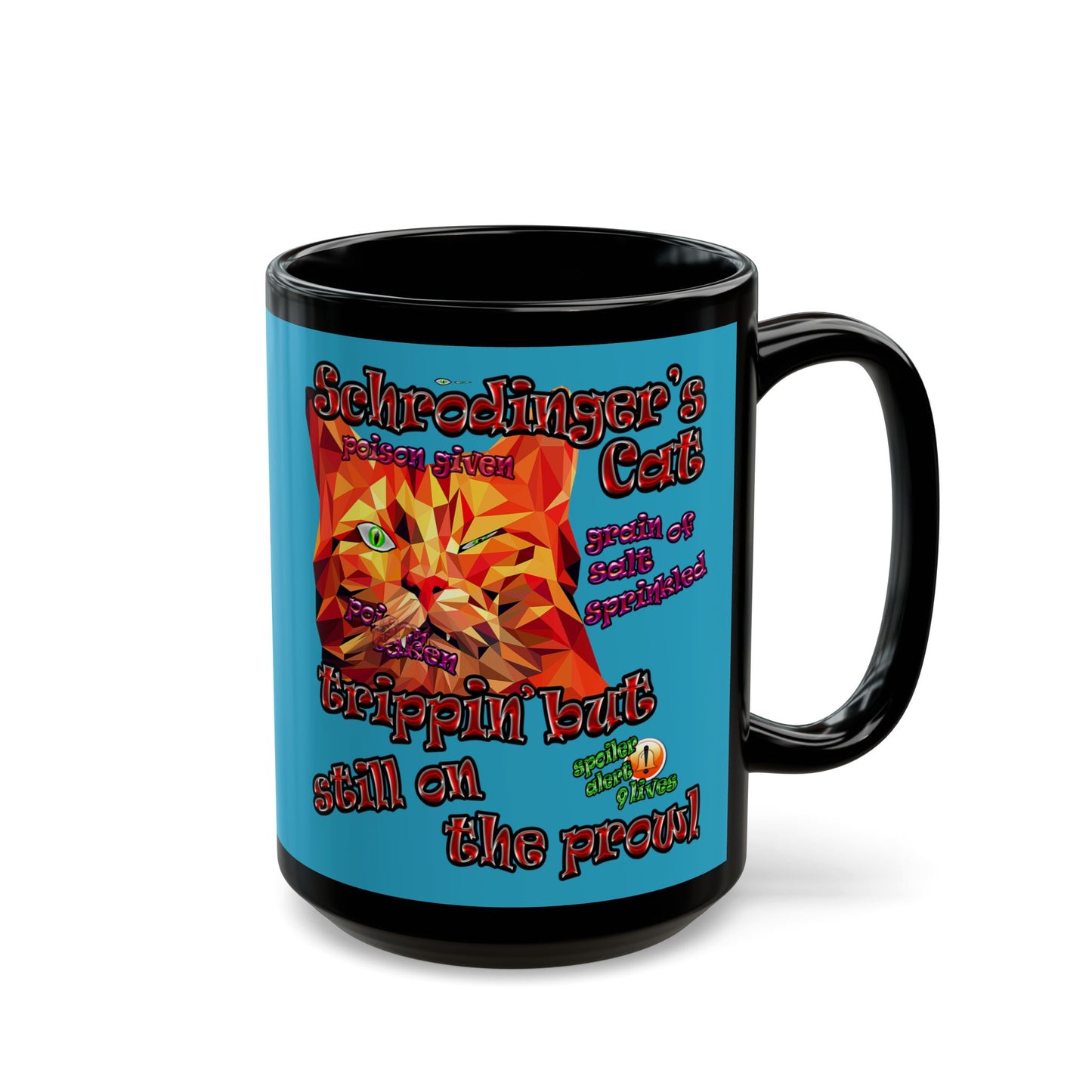 schrodinger's cat - Black Mug (turquoise)