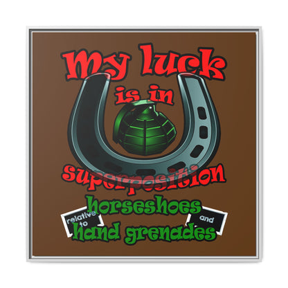 my luck - framed canvas art (brown)