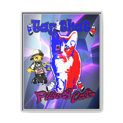 tag that - framed canvas art (grey-pink wave)