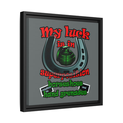 my luck - framed canvas art (dark grey)
