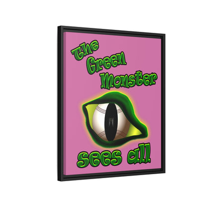 green monster - framed canvas art (light pink)