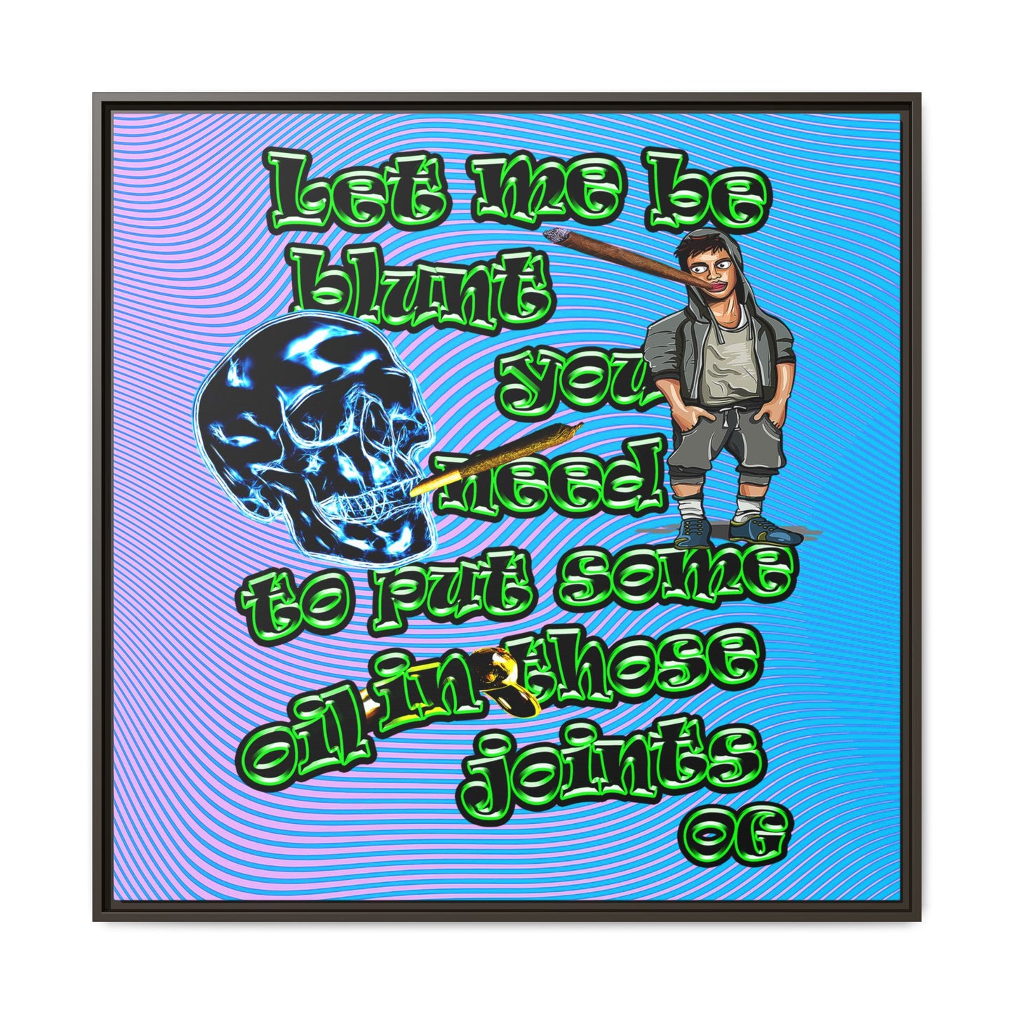 og - framed canvas art (light blue-purple wave)
