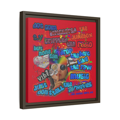 drop the beat - framed canvas art (dark red)