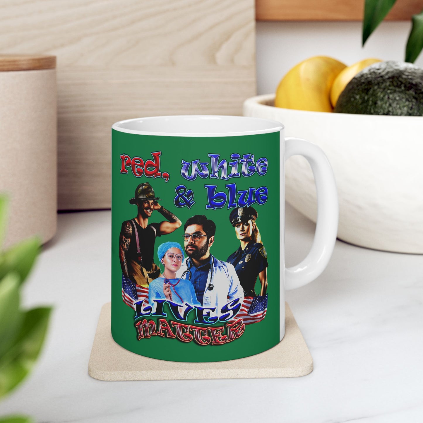 rw&b lives matter - White Mug (dark green)