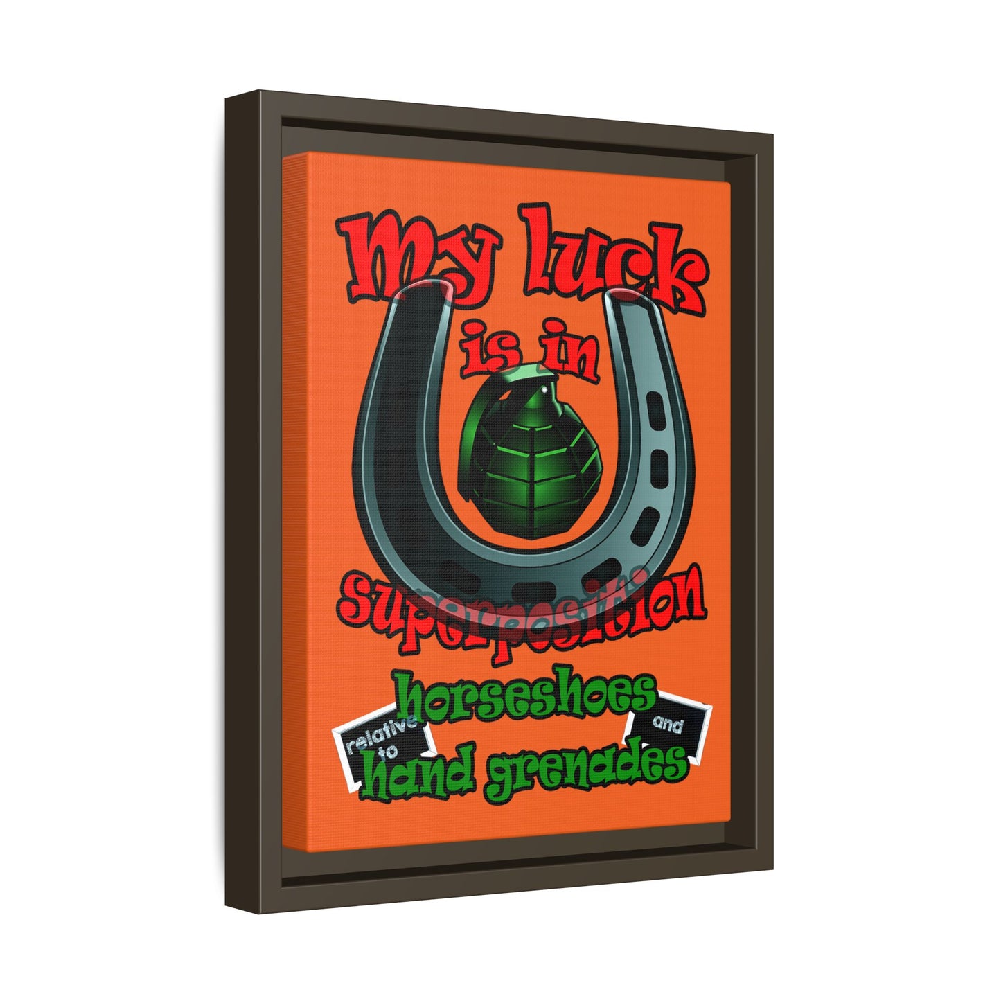 my luck - framed canvas art (orange)