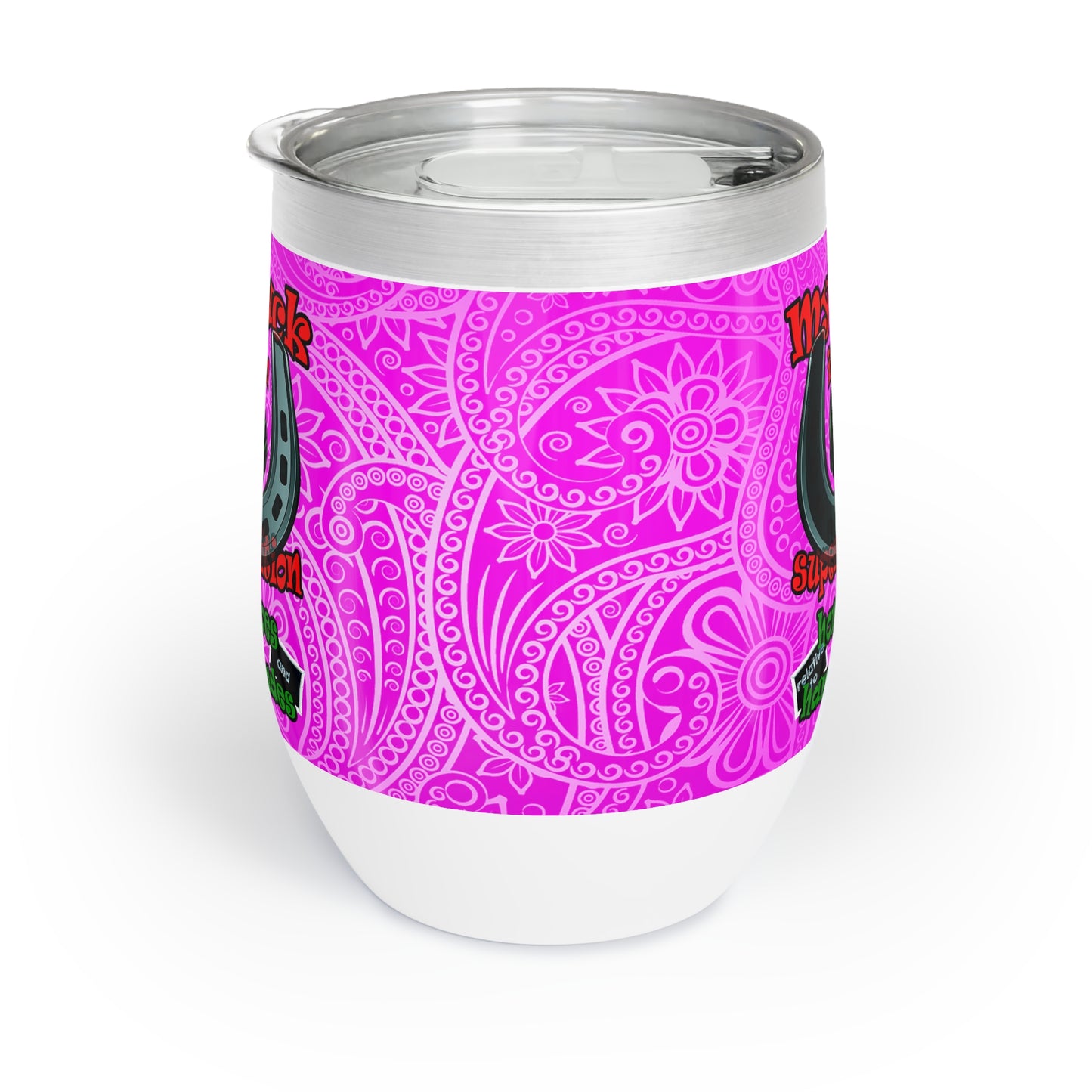 my luck - Chill Wine Tumbler (pink swirl)