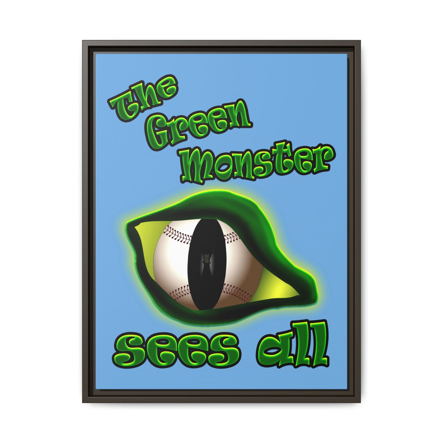 green monster - framed canvas art (light blue)