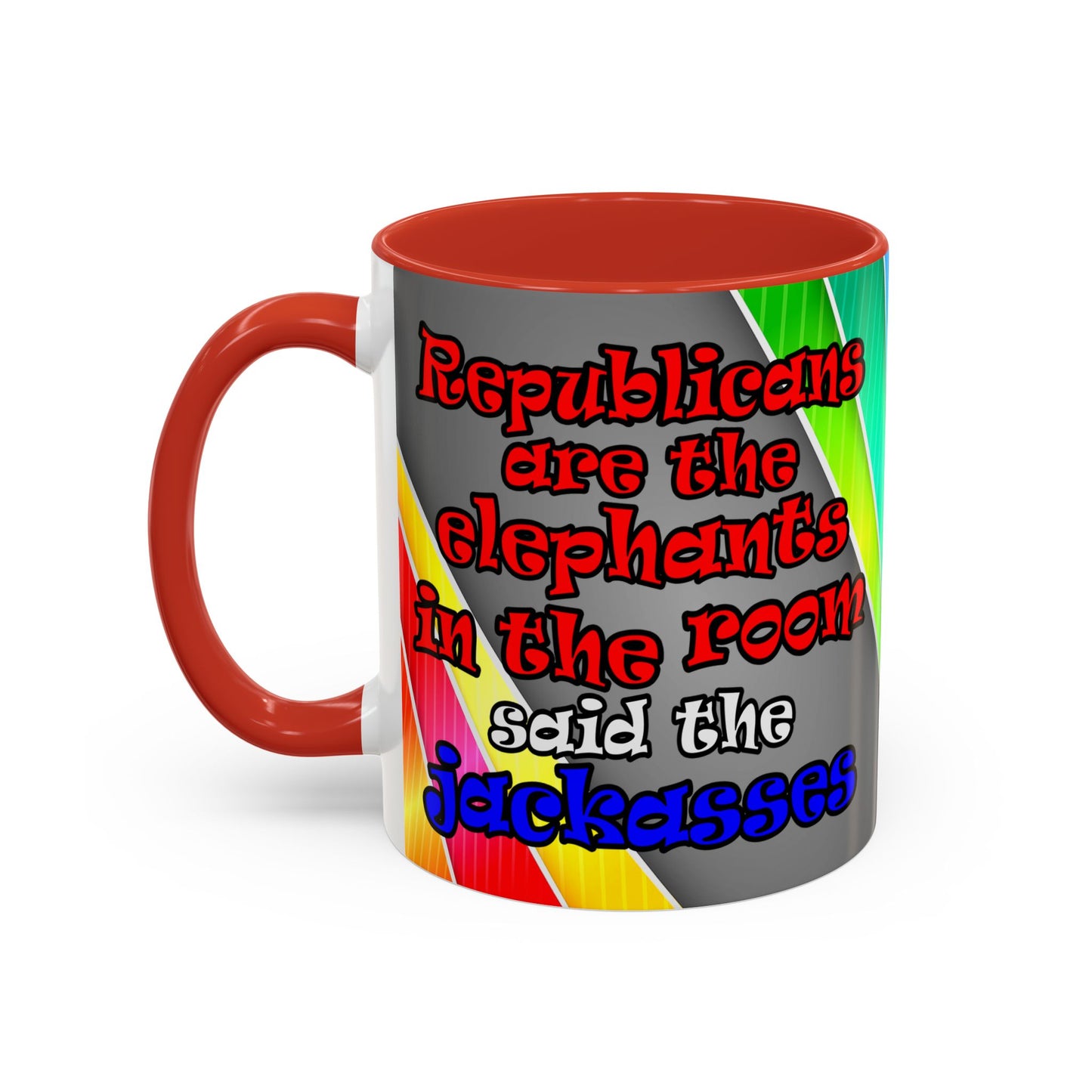 donkeys and elephants - Accent Mug (rainbow split)