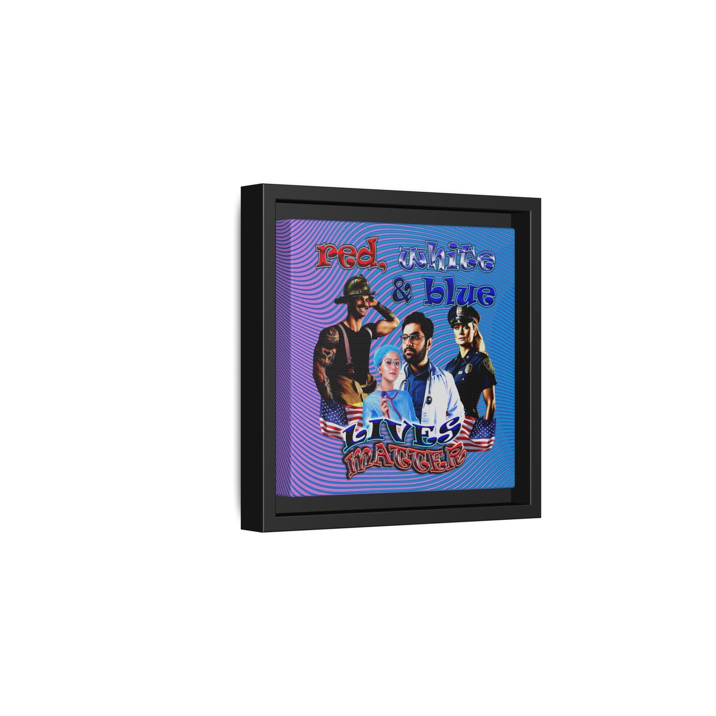 rw&b lives matter - framed canvas art (light blue-purple wave)