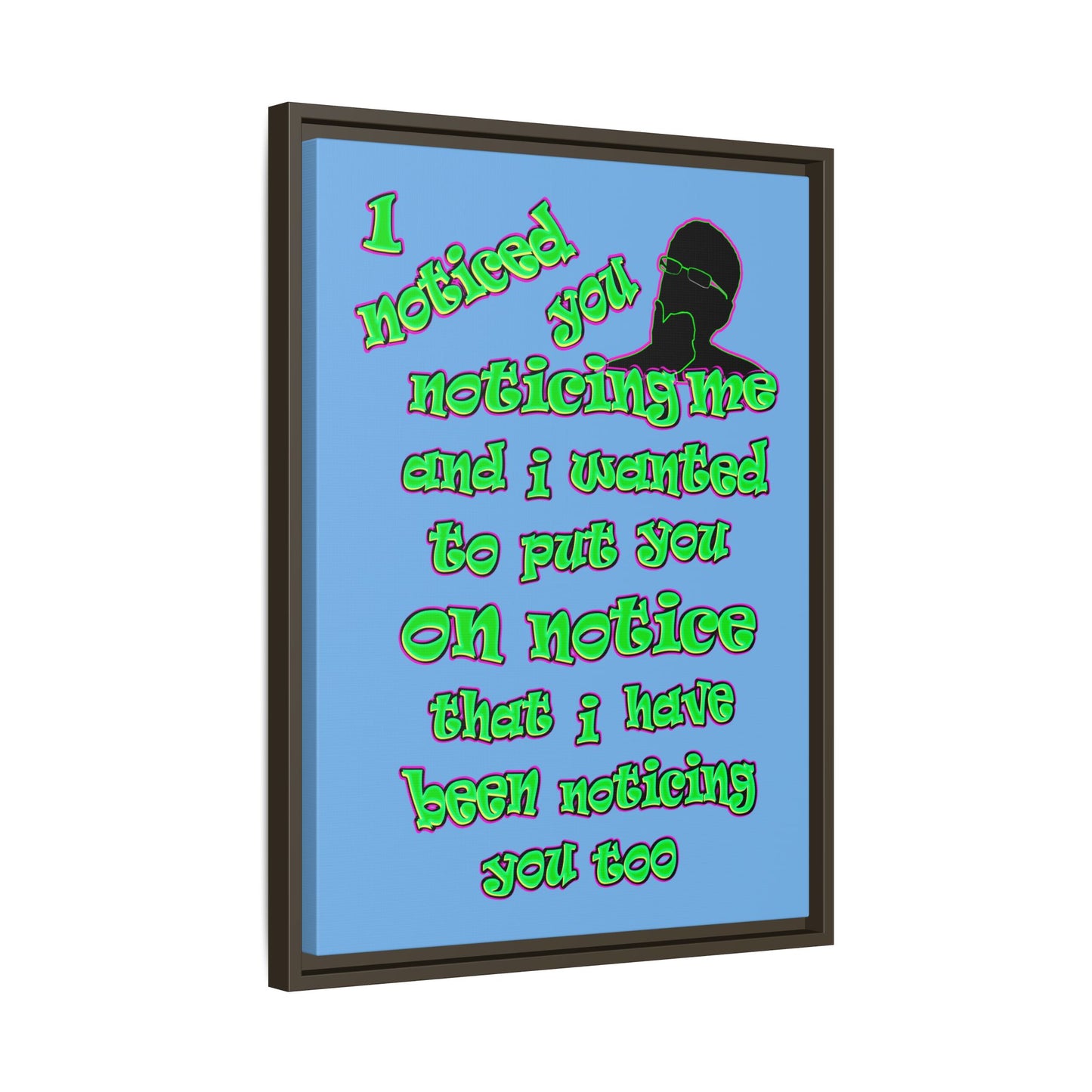 noticed you noticing - framed canvas art (light blue)