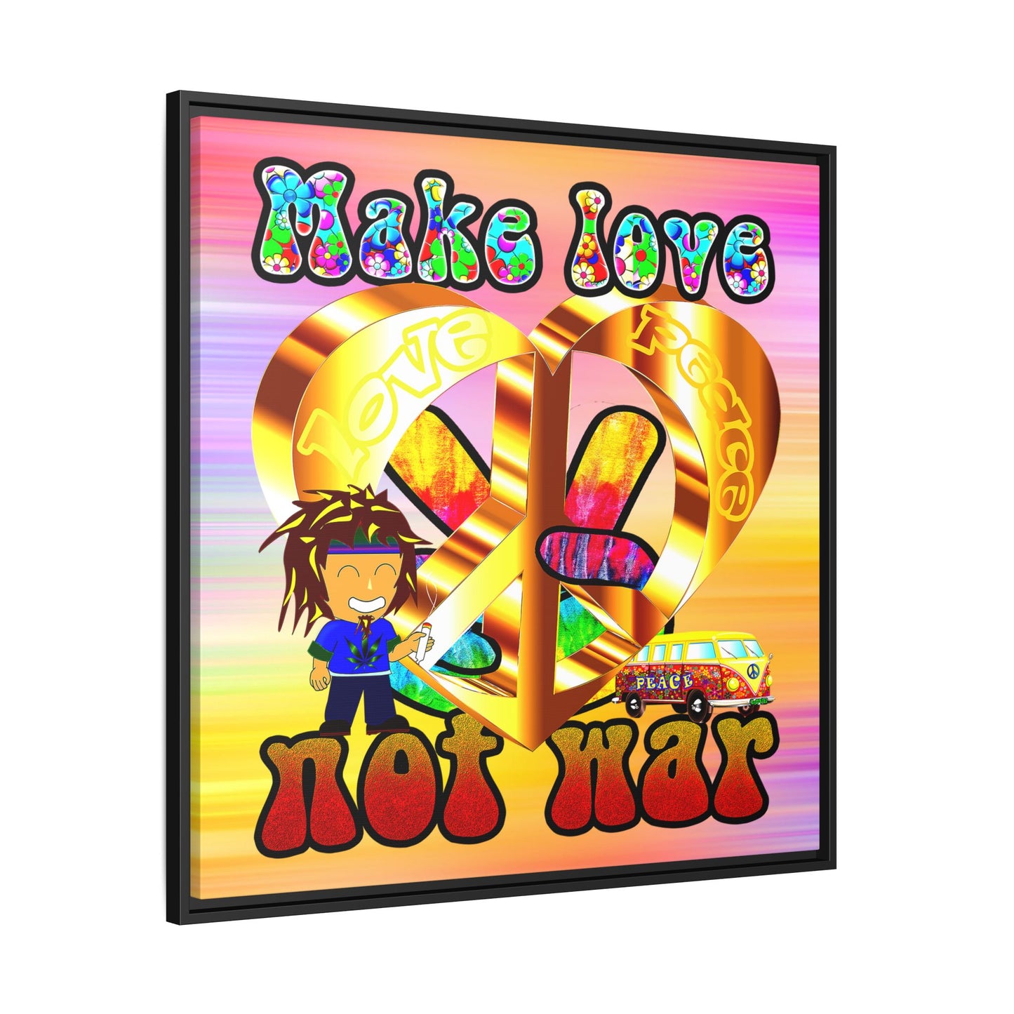 love peace - framed canvas art (color blur)