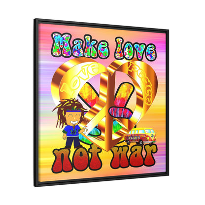 love peace - framed canvas art (color blur)