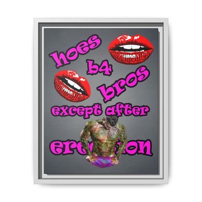 hoes b4 bros - framed canvas art (grey-light grey)